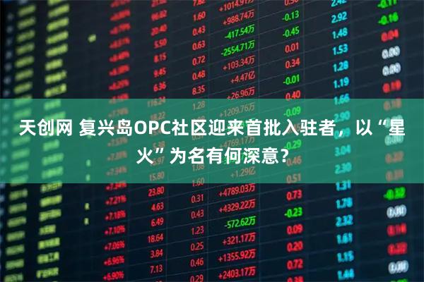 天创网 复兴岛OPC社区迎来首批入驻者，以“星火”为名有何深意？